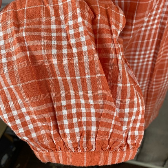 Universal Thread Orange Cream Plaid Blouse Large Lightweight Flannel Shirt NWT - Picture 5 of 11